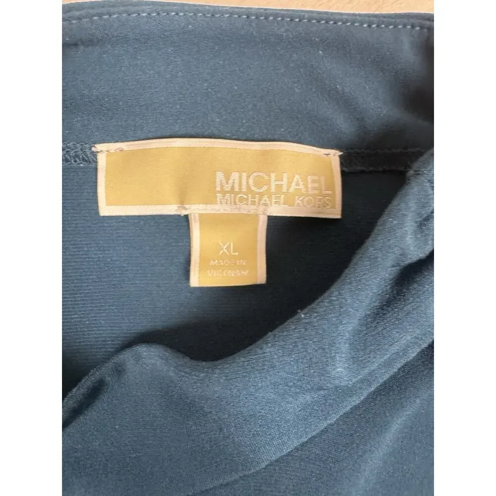 Michael Michael Kors Women’s XL Blue Mock Neck Long Sleeve Button Top